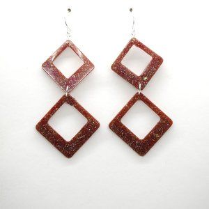 Double Glittered Diamond Earrings